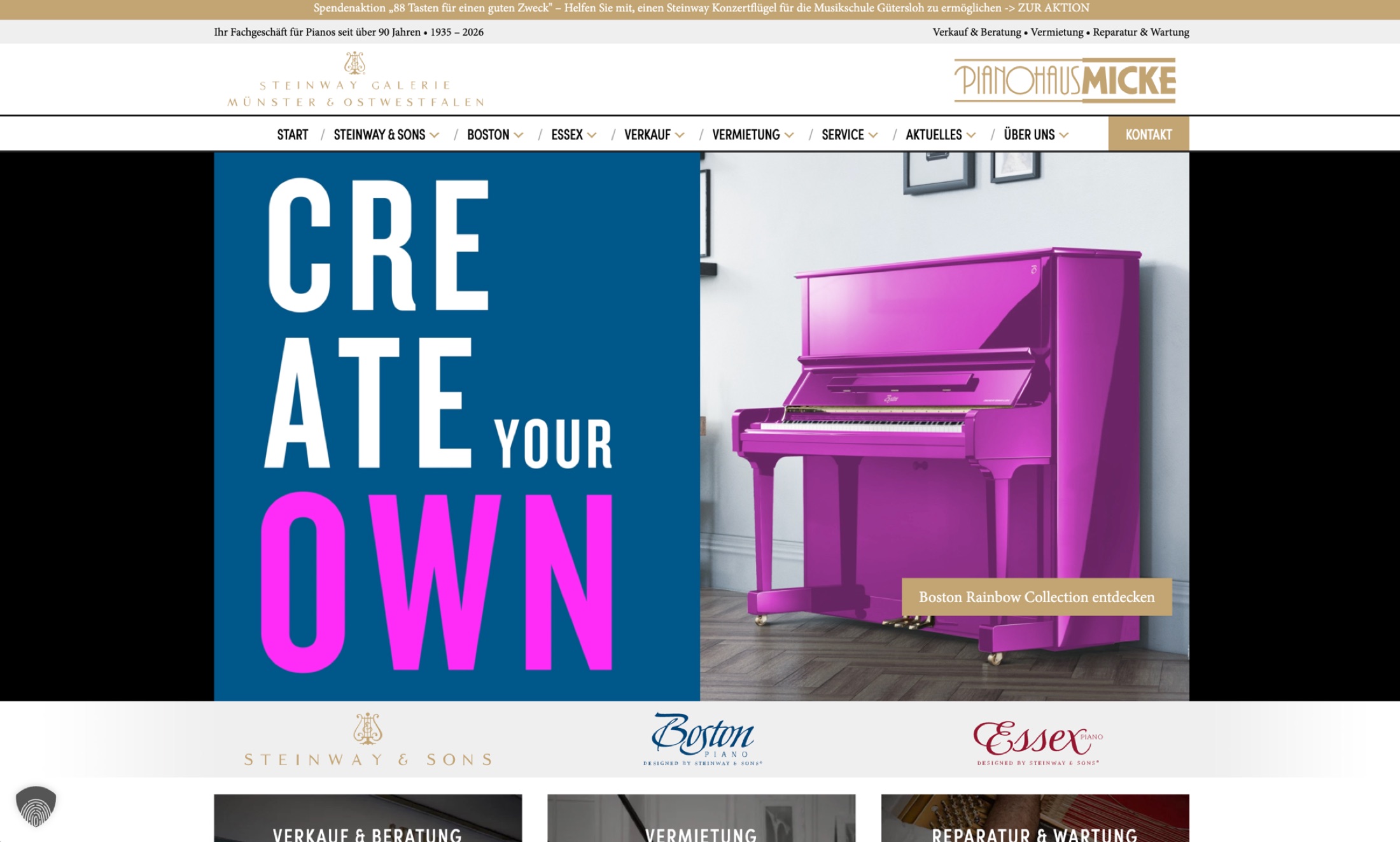 Pianohaus Micke – Steinway Galerie Ostwestfalen, WordPress-Website von inventivo